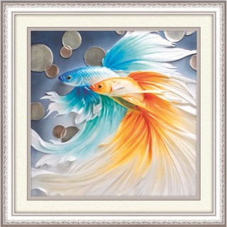 Tranh đính đá cá song ngư mã 77666 kích thước 50*50cm