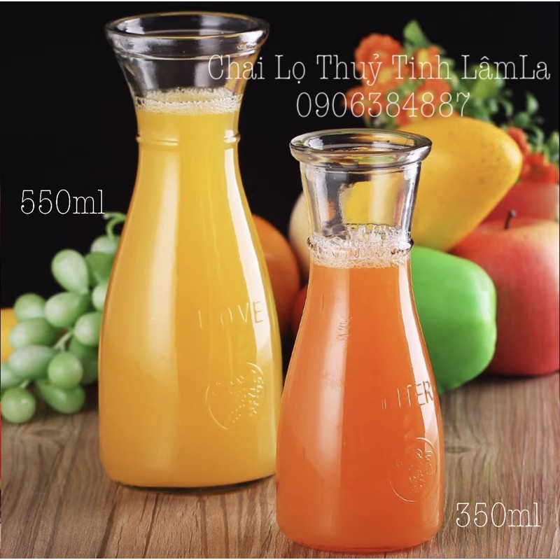 Bình Lọ Thuỷ Tinh Eo Love To Drink 350ml 550ml | Đựng Sinh Tố , Nước ép , Soda , Cắm Bông