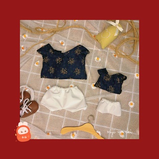 Set áo dài xanh họa tiết cho doll 10-20cm