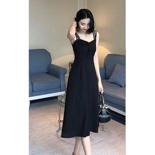 (HÀNG CÓ SẴN) VÁY ĐEN 3 DÂY CÓ ĐỆM NGỰC