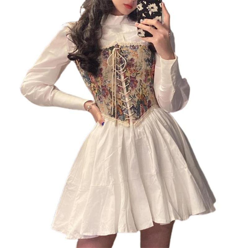 Đầm Cổ Đứng Thắt Dây Eo Phong Cách Retro Dành Cho Nữ