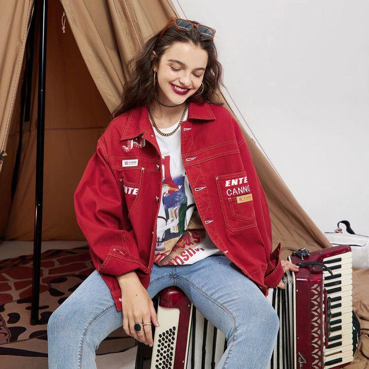 ✜Áo khoác Denim tay dài phong cách Hàn Quốc thời trang mùa thu dành cho nữ 2021 | BigBuy360 - bigbuy360.vn