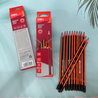 Viết chì 2B deli có gôm (1 hộp 12 cây) 37013