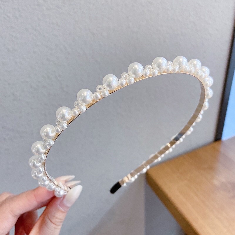 Băng Đô Bờm Cài Tóc Đính Đá Hạt Ngọc trai phong cách Hàn Quốc tiểu thư Yukimishop