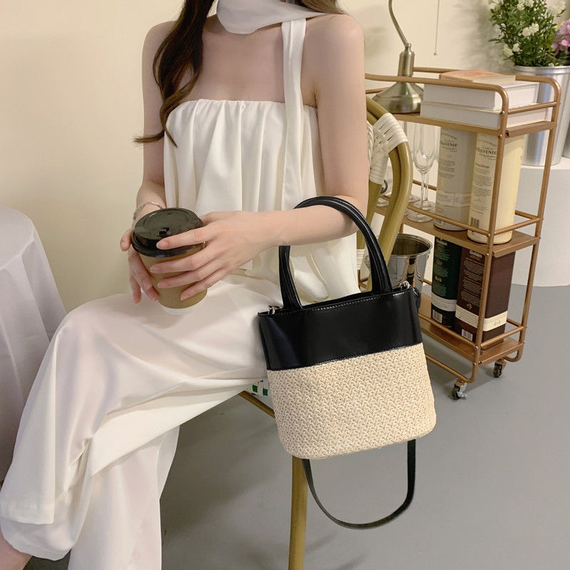 Túi cói YADOU đeo chéo một bên vai phong cách Nhật Hàn thời trang cho nữ