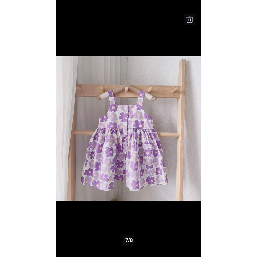 Váy hai dây hoa thô mềm mát nhà mộc baby v57