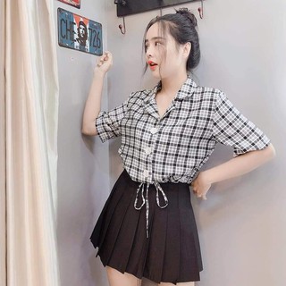 Áo kiểu ulzzang Sơ mi Caro Bo eo