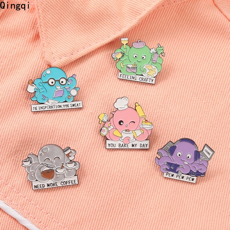 Ghim cài áo Miss Zoe phong cách bạch tuộc hoạt hình dễ thương