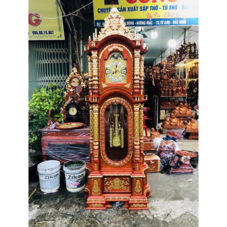 Đồng Hồ Tứ Trụ lớn phòng Khách Gỗ Hương Cao 210,230,250cm