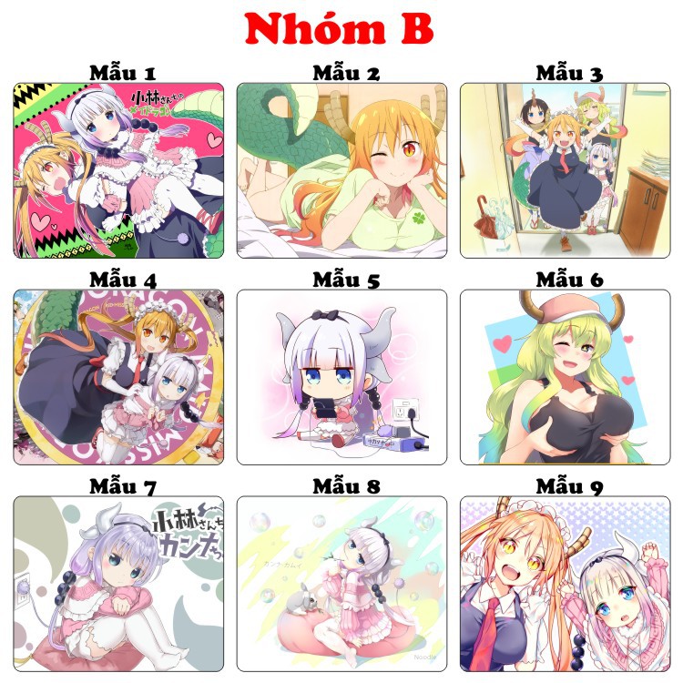 &lt;18 mẫu&gt;Lót chuột máy tính Anime Eromanga, Kobayashi dragon maid cỡ bàn di chuột lớn 20x24cm chất liệu mouse pad cao su