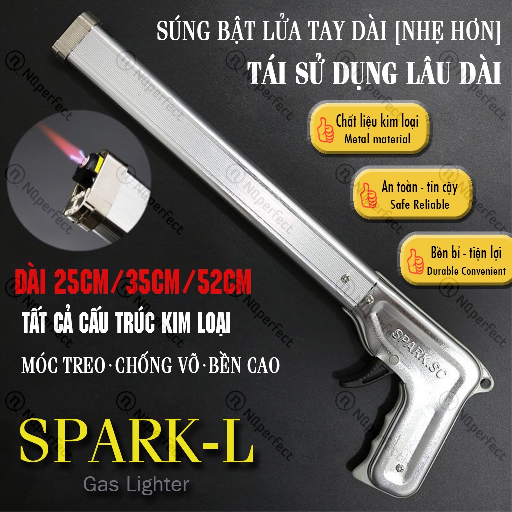Phụ kiện tay cầm dài 25cm/35cm/52cm đánh lửa bếp gas - vỏ kim loại THÉP KHÔNG GỈ chịu nhiệt, bền và an toàn