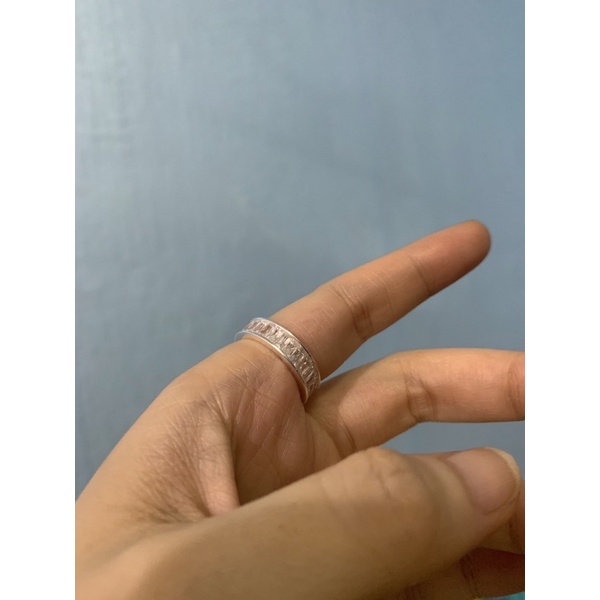 Nhẫn full đá vuông quanh nhẫn bạc ta đẹp NGỌC MẬU