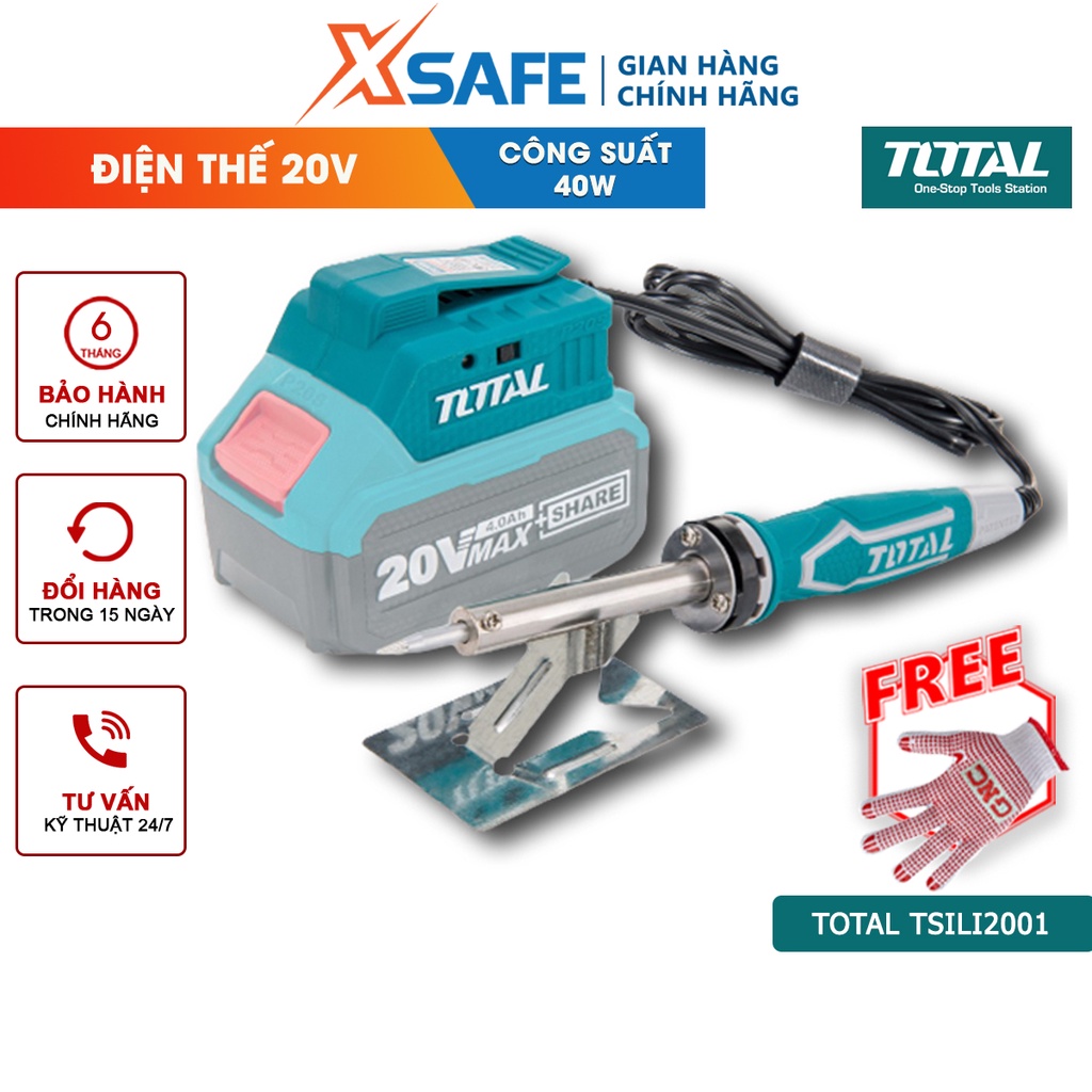Mỏ hàn chì dùng pin TOTAL TSILI2001 pin Lithium 40W 20V - Không bao gồm pin và sạc