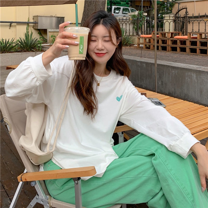 Áo Sweater Mỏng Tay Dài Cổ Tròn Dáng Rộng Xẻ Tà Kiểu Hàn Quốc Thời Trang Mùa Thu Cho Nữ