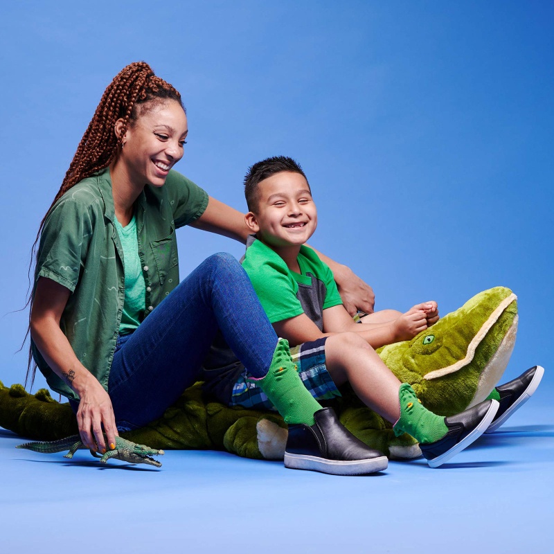 XIXI Vớ Cotton Cổ Cao Chống Trượt In Họa Tiết Cá Sấu Vui Nhộn Thời Trang