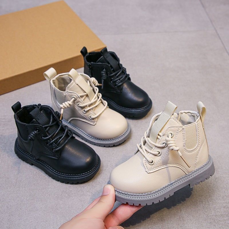 Giày Bốt Martin Bằng Cổ Cao Kiểu Cách Hàn Quốc Dành Cho Bé Size 21-30