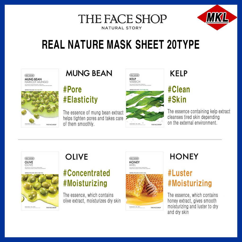 [Hàng mới về] Mặt Nạ Tự Nhiên The Face Shop 20 Loại Tùy Chọn | BigBuy360 - bigbuy360.vn