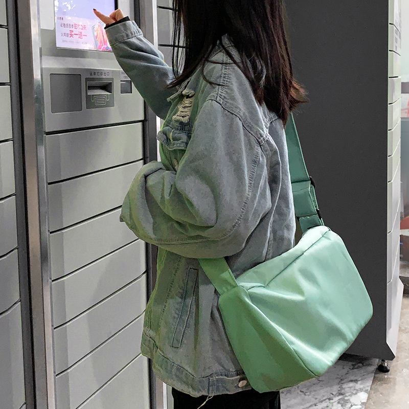 Túi đeo chéo vải canvas phong cách Harajuku thời trang cho nam và nữ
