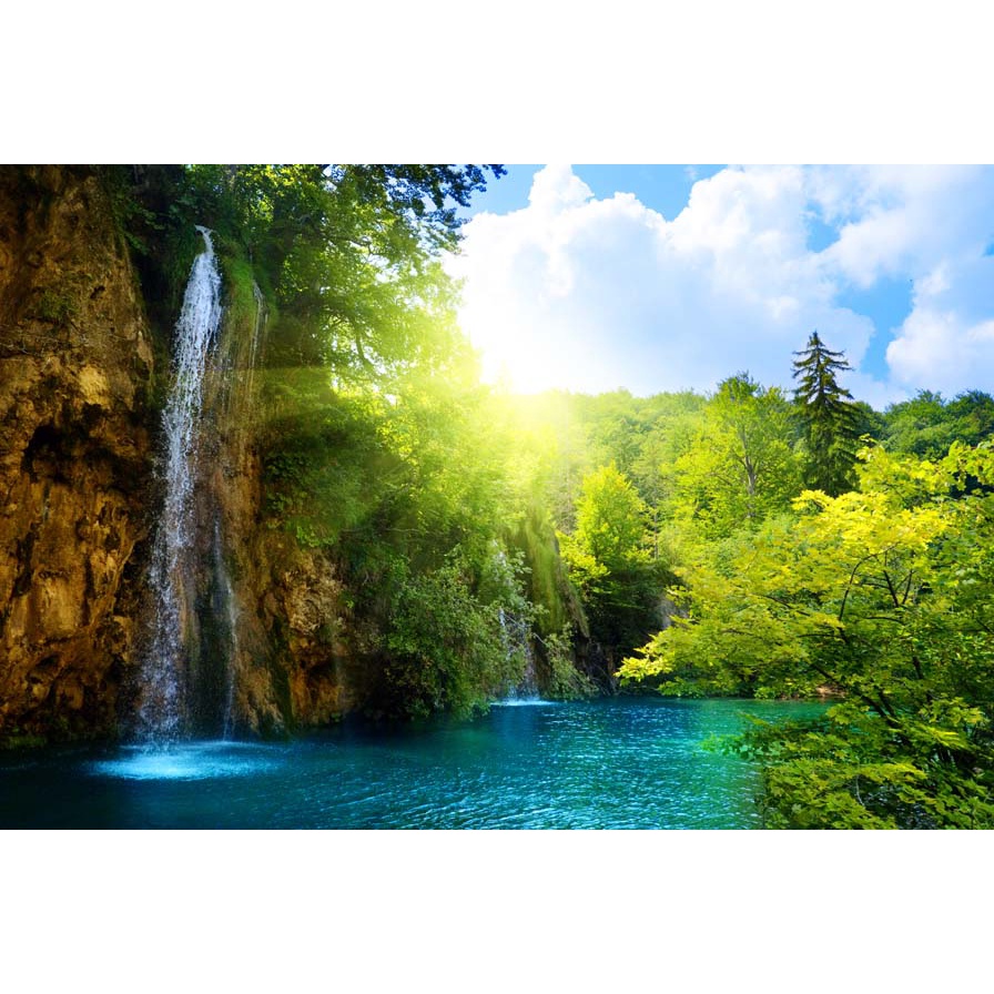 Tranh 3D Thác Nước Thiên Nhiên Đẹp Hũng Vỹ tạo thành khung cảnh tuyệt đẹp như trong cổ tích