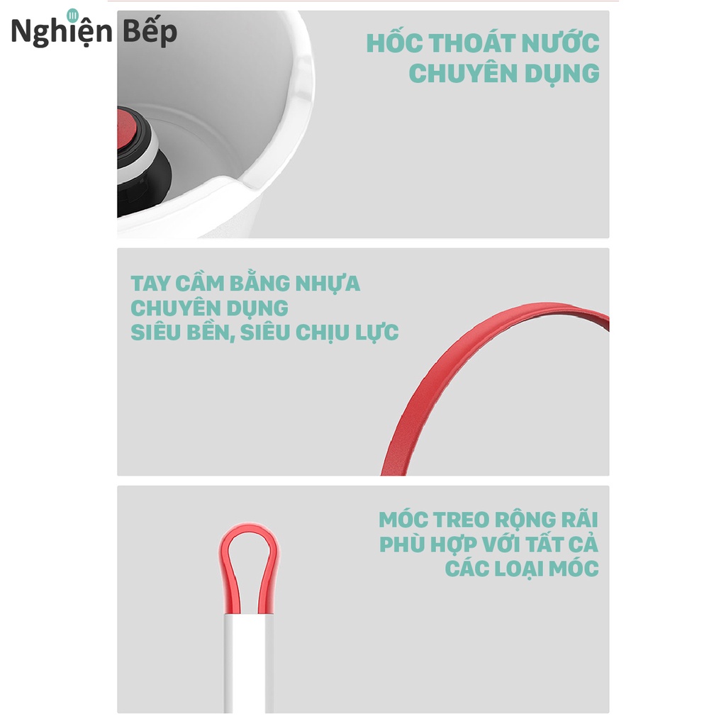 Chổi lau nhà thông minh XIAOMI CHÍNH HÃNG Yijie Rotary Mop Set YD - 02 Red Gray Cloth