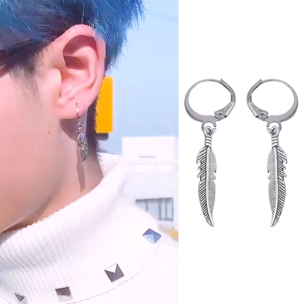 Khuyên Tai Dáng Tròn Đính Lông Vũ Xinh Xắn Yanqueens Trang sứ Quà tặng