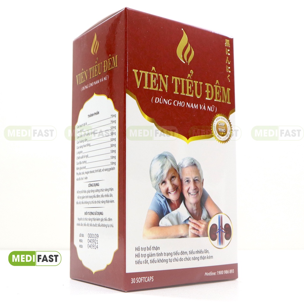 Viên uống giảm tiểu đêm, tiểu nhiều lần, tiểu rắt - Viên Tiểu Đêm hỗ trợ bổ thận từ thảo dược thêm kẽm - Hộp 30 viên