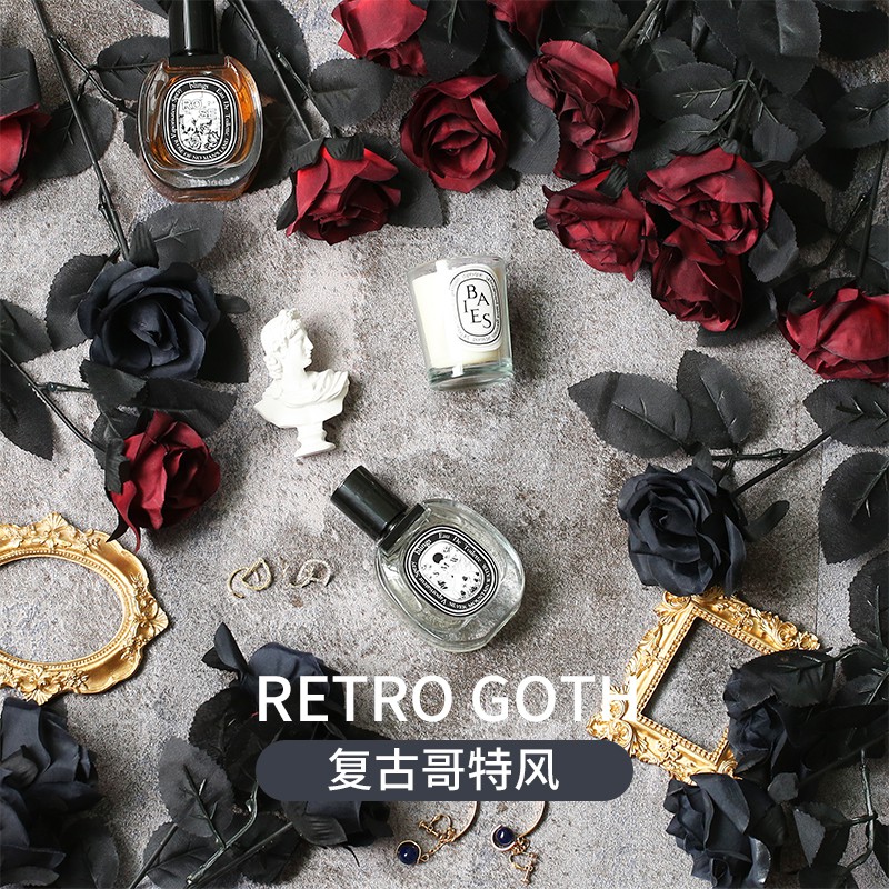 Hoa Hồng Giả Màu Đen Phong Cách Retro Dùng Làm Đạo Cụ Chụp Ảnh