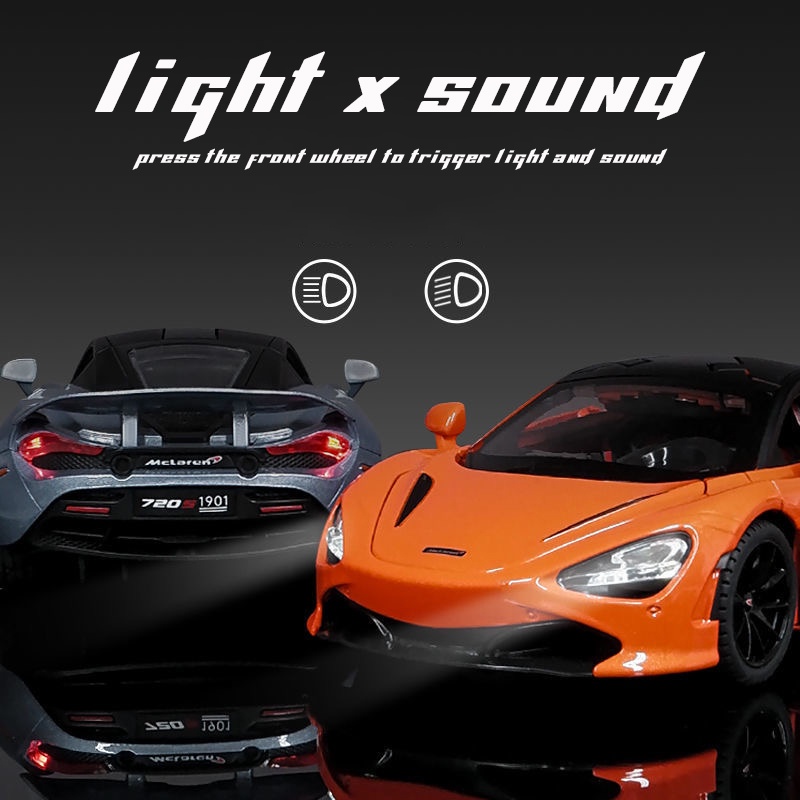 Mô Hình Xe Hơi Mclaren 720S Tỉ Lệ 1: 24 Bằng Hợp Kim Có Đèn Và Nhạc
