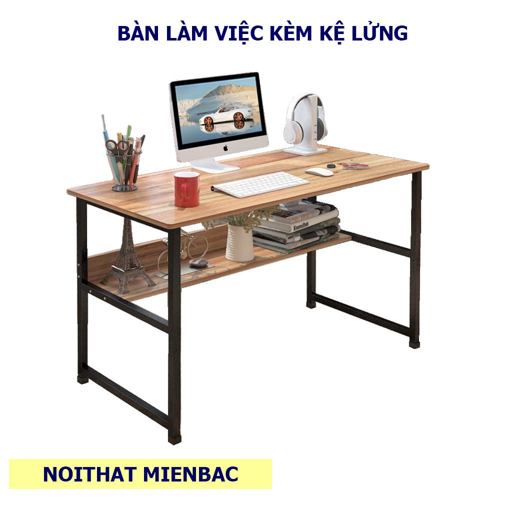 Bàn làm việc học tập FUNA mặt bàn bo góc và định vị 4 lỗ bắt ốc dễ tháo lắp, chân sắt sơn tĩnh điện mặt gỗ MDF cao cấp