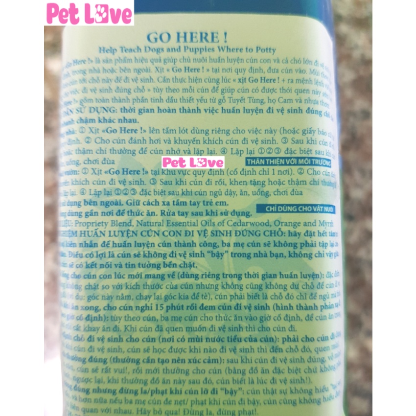 Chai xịt Go Here (Mỹ) huấn luyện chó đi vệ sinh đúng chỗ (tặng sách hướng dẫn)