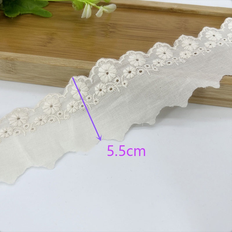 Dải Dây Ren Cotton 5.5cm Thêu Hoa Hồng Màu Sắc Đa Dạng Trang Trí Thủ Công 1 Yard  trang trí ren