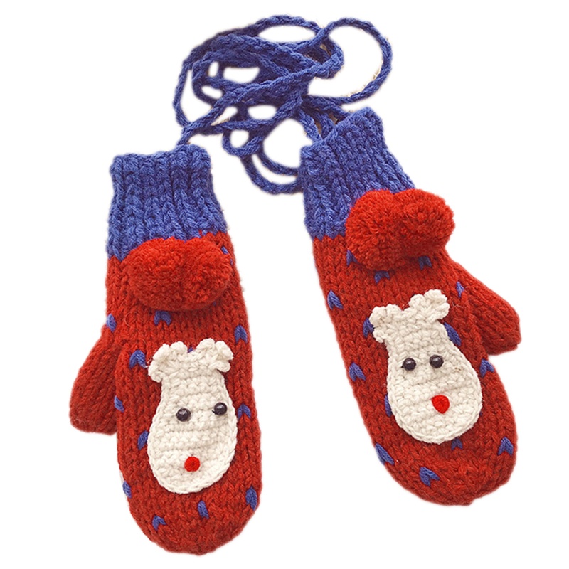 Găng Tay Dệt Kim Họa Tiết Tuần Lộc Hoạt Hình Dễ Thương Thời Trang Mùa Đông