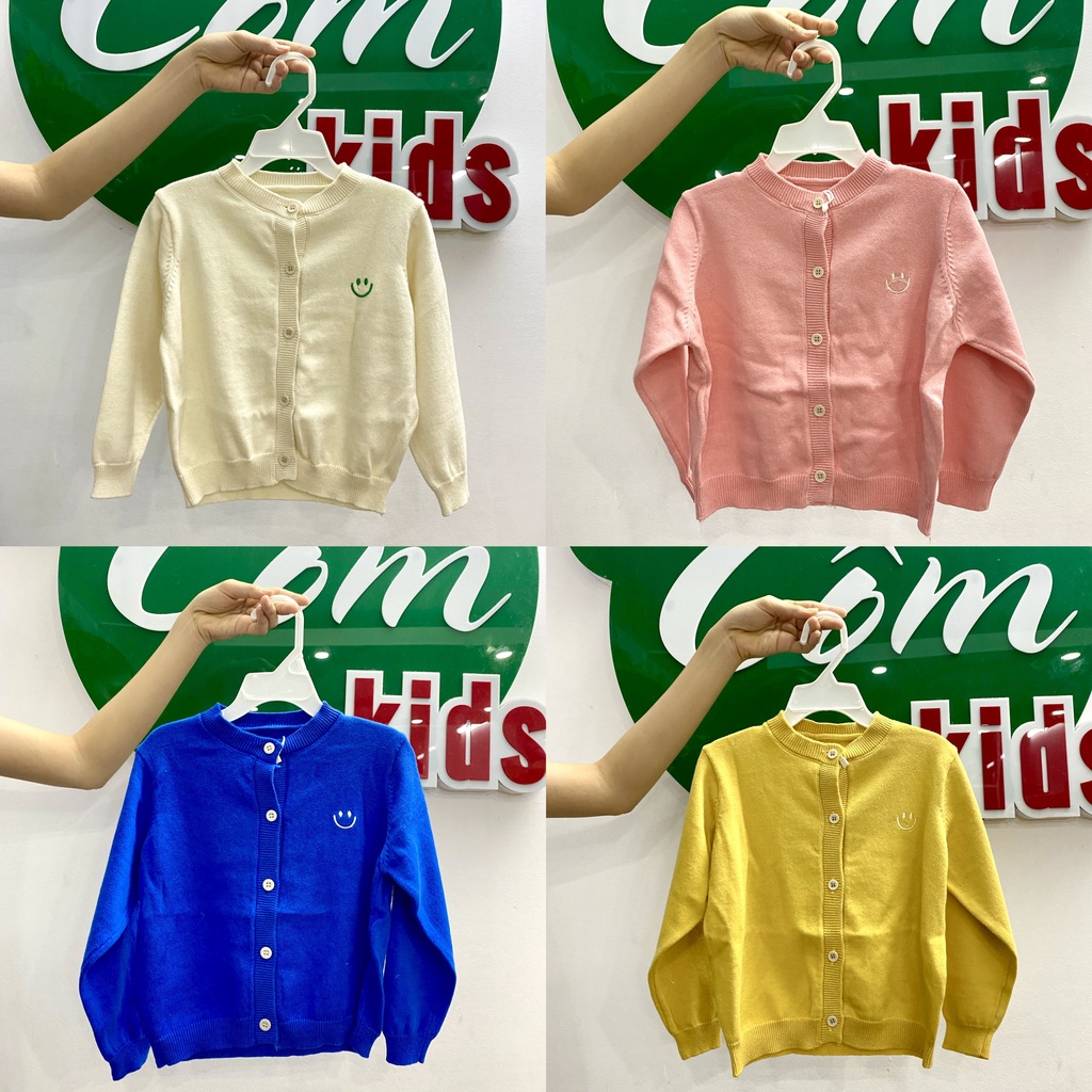 ÁO LEN CARDIGAN MẶT CƯỜI ĐƠN GIẢN CỰC YÊU CHO BÉ - CỐM KIDS