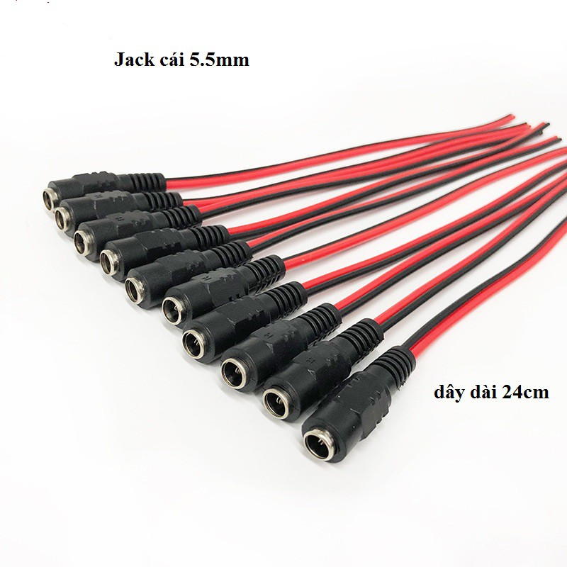 Jack nối nguồn đực cái 5.5mm có dây 24cm