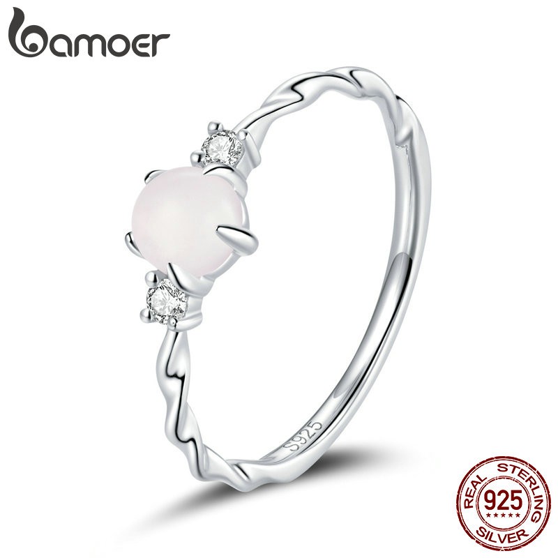 BAMOER Nhẫn ĐíNh Đá MặT Trăng BạC 925 SCR689