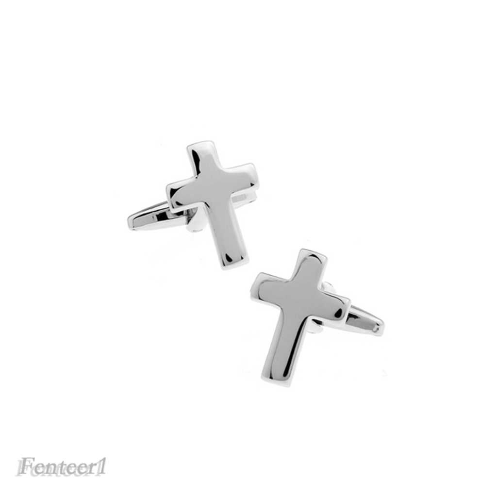 Religious Silver Brass  Cross Cufflinks Fashion Party Jewelry