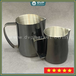 Ca đánh sữa Rattleware đen mạ bóng 350ml, 600ml