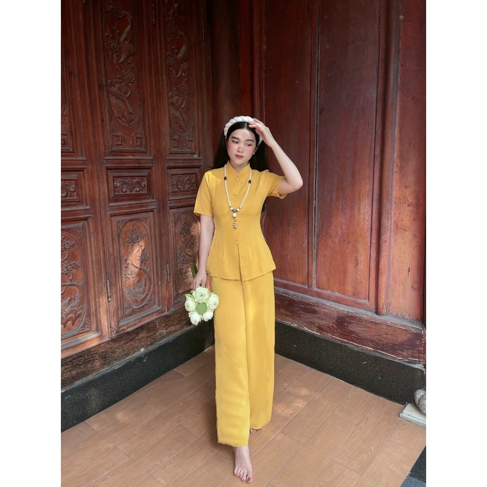 Đồ Lam Đi Chùa #Mẫu quý cô lụa phi yến# Quần Áo Nữ