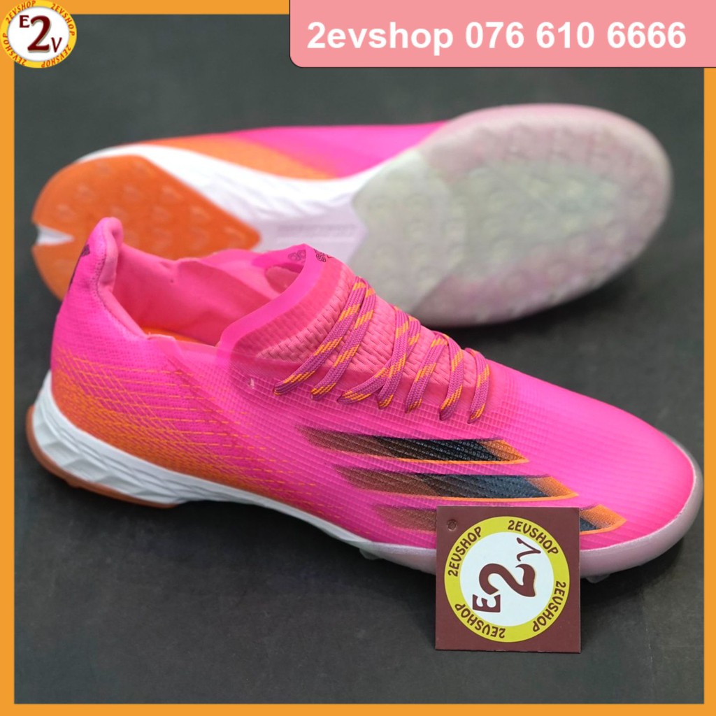 Giày đá bóng thể thao nam 𝐗 𝐆𝐡𝐨𝐬𝐭𝐞𝐝 Hồng Cam dẻo nhẹ, giày đá banh cỏ nhân tạo chất lượng - 2EVSHOP