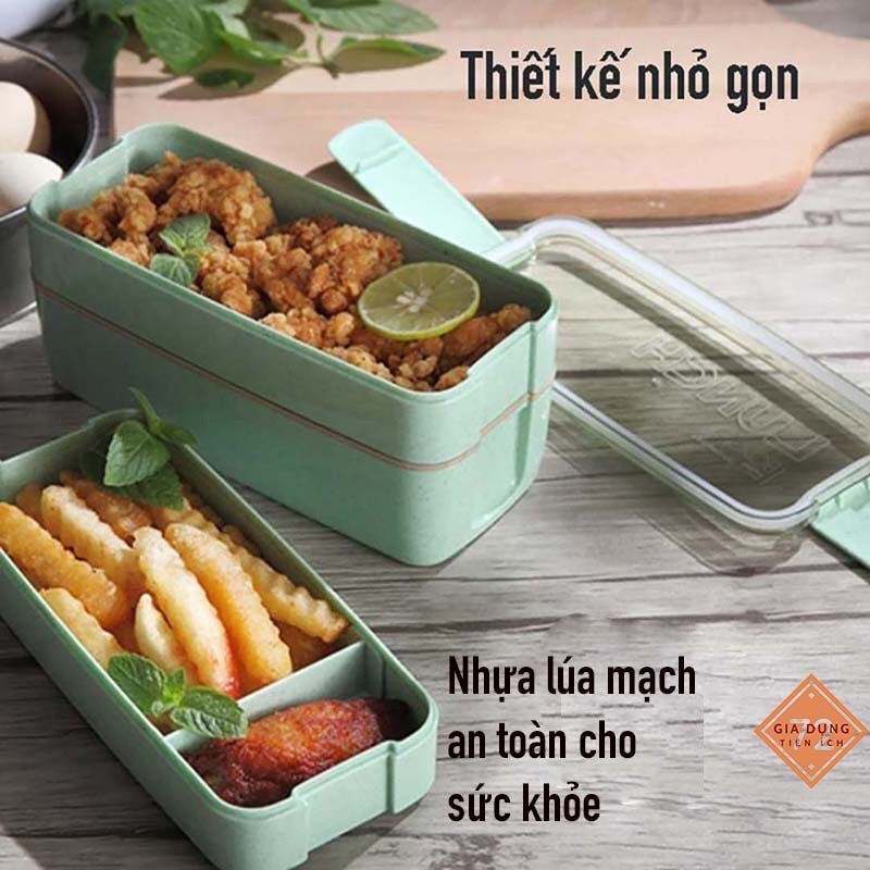 Hộp Cơm Lúa Mạch 3 Tầng Kèm Thìa ANHOME Cao Cấp, Hộp Cơm Văn Phòng 3 Tầng Tiện Lợi Giá Rẻ