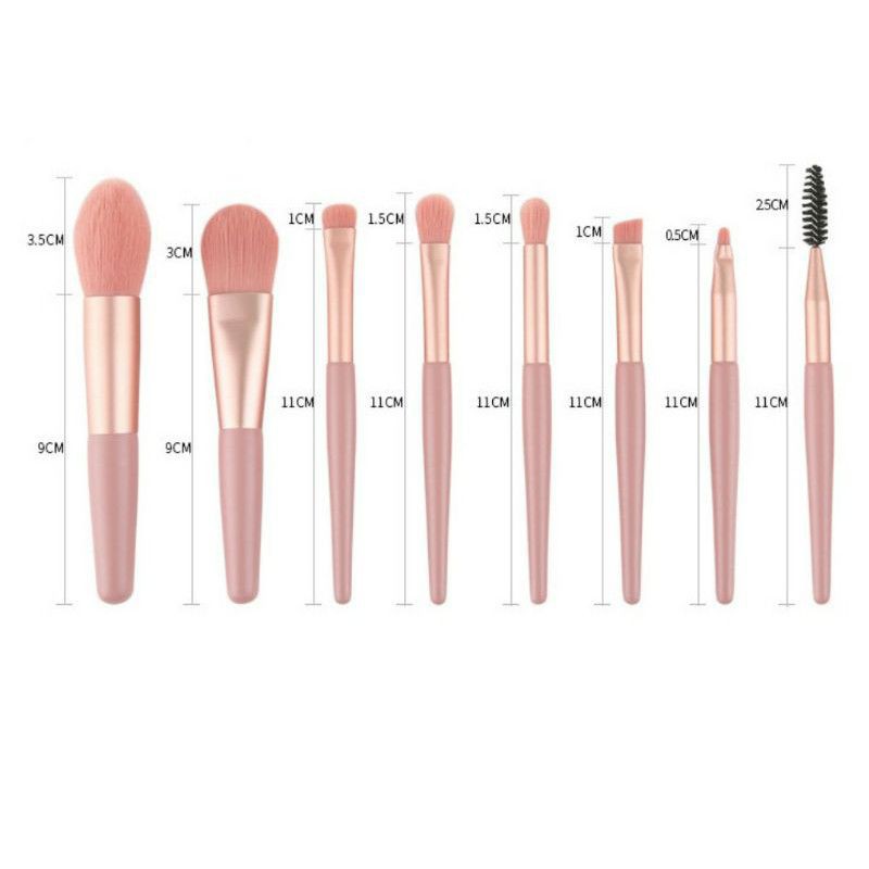 Bộ Cọ Trang Điểm 8 Cây Vintage Siêu Cute Trong Túi Zip