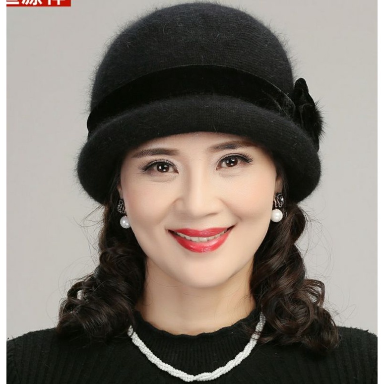 Mũ len lông thỏ màu trơn dễ phối đồ thời trang thu đông cho nữ Lh0917399527