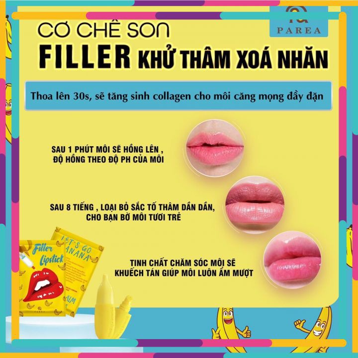 Son filler Khử Thâm Collagen, Son Chuối Banana fliller Lipstick, Tặng 01 Son Kem Siêu Lì P.A.R.E.A [ Auth ] | BigBuy360 - bigbuy360.vn