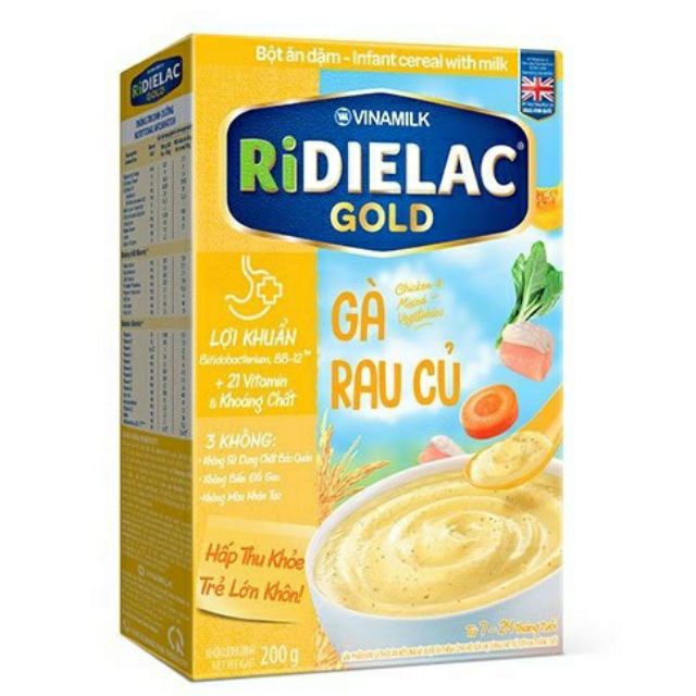 BỘT ĂN DẶM RIDIELAC GOLD GÀ RAU CỦ HỘP GIẤY 200G