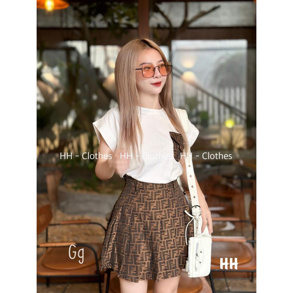 sét bộ cv bố họa tiết phối áo borip cổ tròn ngắn tay hot