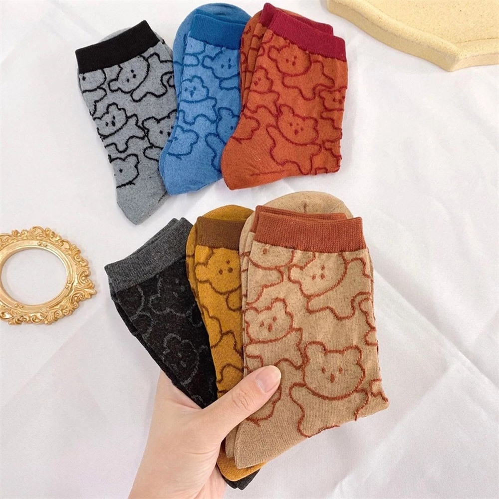 Tất Cotton In Hình Gấu Hoạt Hình Nhiều Màu Đáng Yêu Cho Nữ