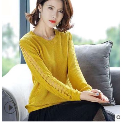 (HÀNG SẴN) Áo Len Dệt Kim Phối Ren Ngọt Ngào AL98 - Hàng Quảng Châu Cao Cấp