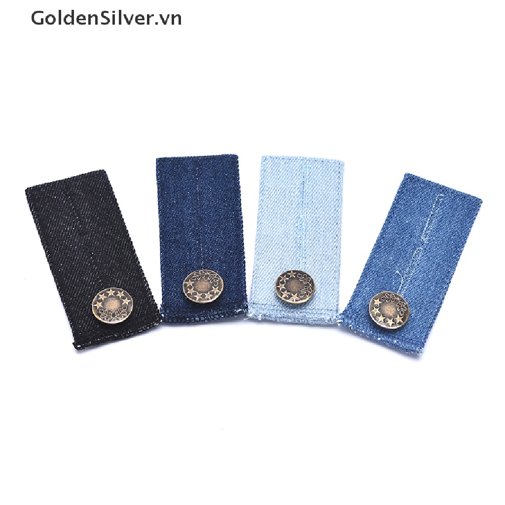 【GoldenSilver】 Unisex Jeans Extension Button Waist Expander Pants Adjustment Waist Button .