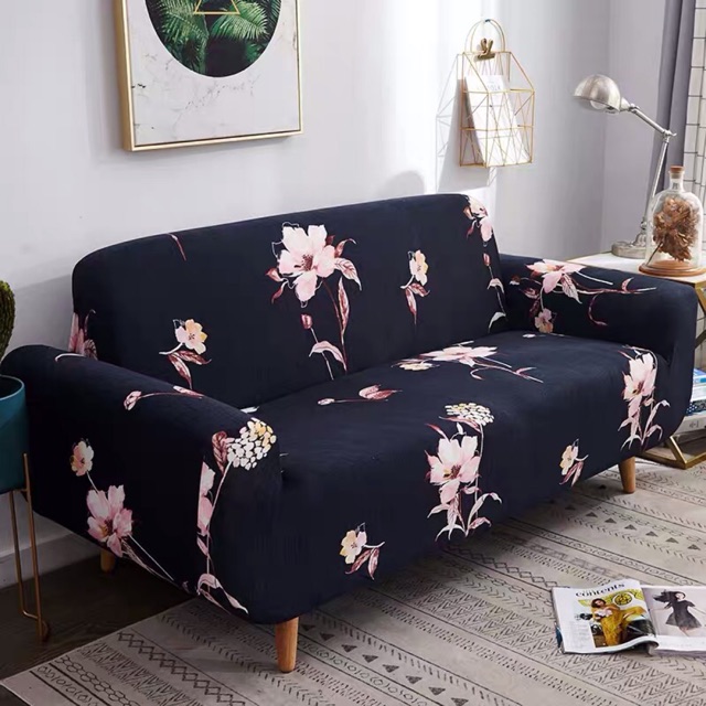 VẢI BỌC GHẾ SOFA hoạ tiết hoa lyly nền đen sang trọng cho ghế sofa trang trí nội thất