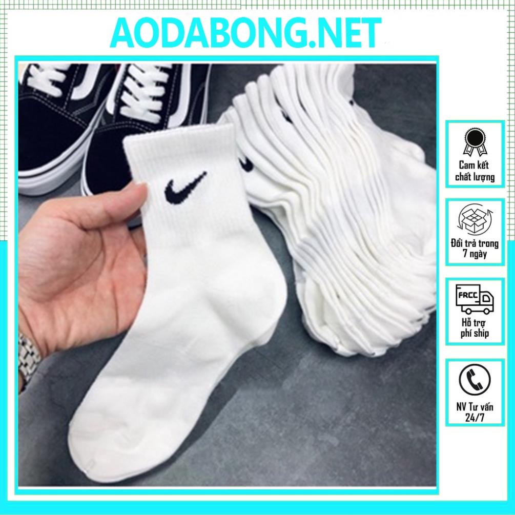 Tất Nike Cao Cổ  Vớ Nam Nữ Cổ Cao Ngắn Unisex Cao Cấp Trơn Màu Trắng Đen Thể Thao Dài Hàng Loại 1